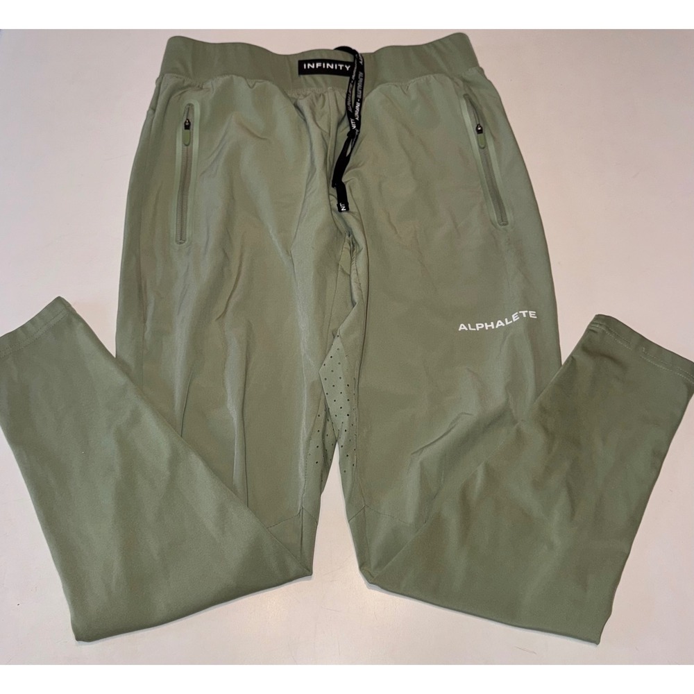 Alphalete Infinity Joggers Mens Medium Sage Green Olive Athletic Training Pants